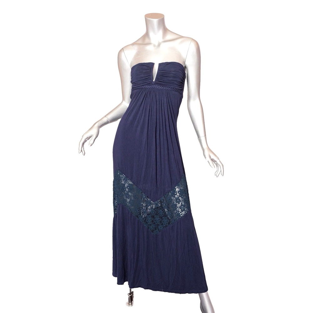 Sky Brand Navy Blue Strapless Jersey Maxi Dress Size XS